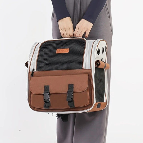 Cat Backpack Carrier - Lightweight, Foldable, Shape-Retaining Travel Bag for Cats and Small Dogs up to 8kg(Sakura powder)