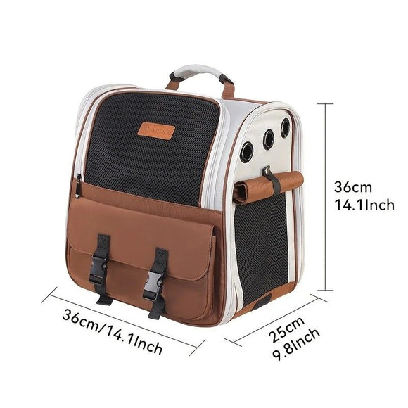 Cat Backpack Carrier - Lightweight, Foldable, Shape-Retaining Travel Bag for Cats and Small Dogs up to 8kg(Dark green)