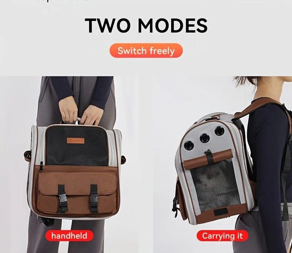 Cat Backpack Carrier - Lightweight, Foldable, Shape-Retaining Travel Bag for Cats and Small Dogs up to 8kg(Dark green)