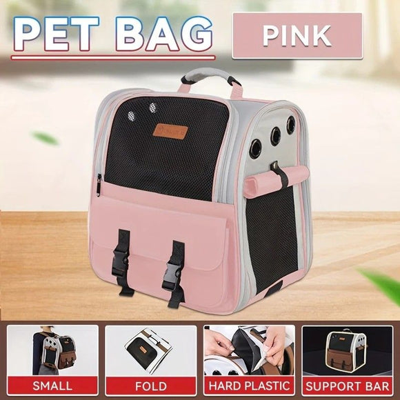 Cat Backpack Carrier - Lightweight, Foldable, Shape-Retaining Travel Bag for Cats and Small Dogs up to 8kg(Dark green)