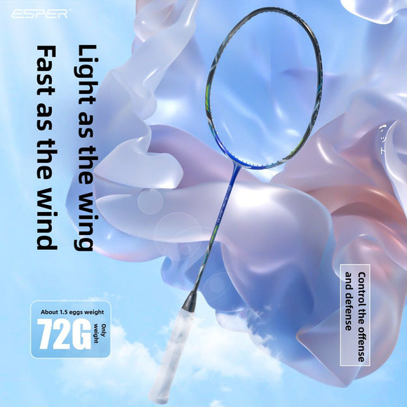 ESPER V3 Badminton Racket 72g Ultra-Light 6U Graphene Carbon All-Around Professional Match Training Durable Stylish Racket(Phantom violet)