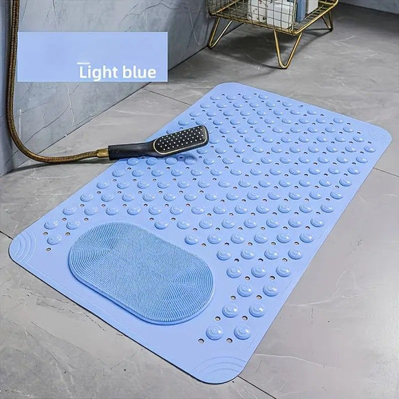 Anti-Slip Massage Shower Mat with Suction Cups Foot Spa Bathroom Mat(GREY)