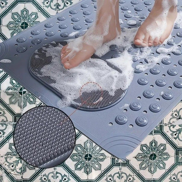 Anti-Slip Massage Shower Mat with Suction Cups Foot Spa Bathroom Mat(BLUE)