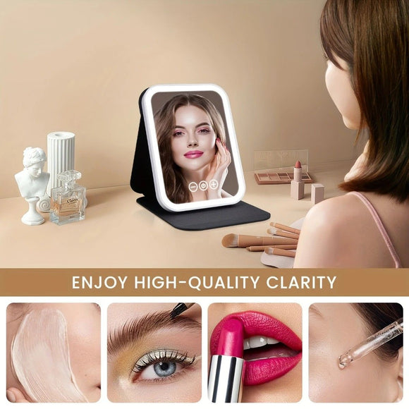 LED Makeup Mirror with Lights, 3 Color Modes Touch Control, Rechargeable Travel Vanity Mirror(WHITE)