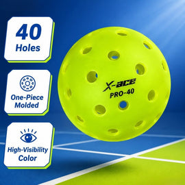 6Pcs X-ACE PRO-40 Outdoor Pickleball Balls, Official 40-Hole Tournament Standard Pickle Balls for Outdoor Hard Court Training & Competition - 0