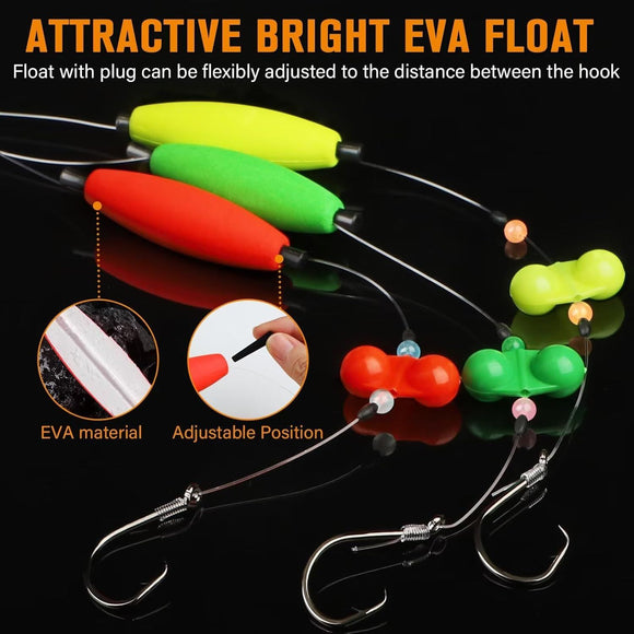 Pre-Tied Catfish Rig System, 23 Inch 55LB Santee Cooper Catfish Float Rig with Adjustable EVA Slip Float and High Carbon Circle Hooks 5/0 6/0 8/0, Ready-to-Fish for River and Bank Fishing(Cigar Float-5/0Hook * 6PCS)