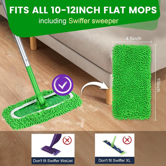 6Pcs Reusable Microfiber Mop Pads Compatible with Swiffer Sweeper Mop - Replacement Wet Mopping Pad Refills & Washable Dry Sweeping Cloths for Surface Hardwood Floor Cleaning