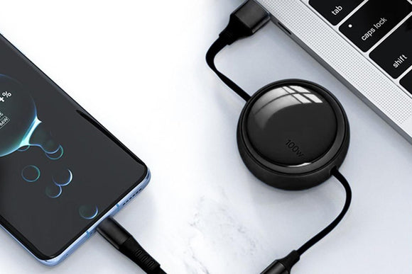 3 In 2 Retractable Multi Charging Cable Retracted USB C Cell Phone Charger