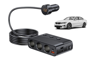 7 in 1 Cigarette Lighter Splitter QC3.0 PD 30W Charging 3 Socket Car Charger Adapter - 0