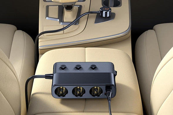 7 in 1 Cigarette Lighter Splitter QC3.0 PD 30W Charging 3 Socket Car Charger Adapter