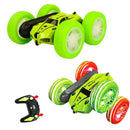 2.4 GHZ Remote Control Stunt Car 4WD Double Sided Rotating Crawler with Headlights Green-1