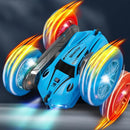 2.4 GHZ Remote Control Stunt Car 4WD Double Sided Rotating Crawler with Headlights Blue-3