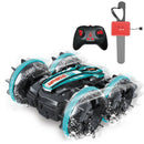 2.4Ghz Remote Control Gesture Sensor Toy Car Boat Truck 4WD Waterproof RC Amphibious Vehicle-Blue-8