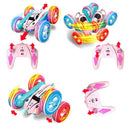 2.4 GHZ Remote Control Stunt Car 4WD Double Sided Rotating Crawler with Headlights Pink-5
