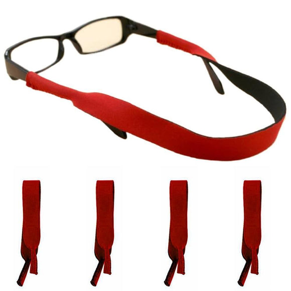 5Pcs Neoprene Eyeglass Holder Adjustable Sunglasses Retainer Strap for Sports - Red