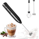 Handheld Milk Frother USB Rechargeable 3 Speeds Electric Foam Wand with 2 Whisks - Black-1