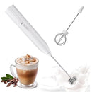 Handheld Milk Frother USB Rechargeable 3 Speeds Electric Foam Wand with 2 Whisks - White-1