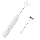 Handheld Milk Frother USB Rechargeable 3 Speeds Electric Foam Wand with 2 Whisks - White-2