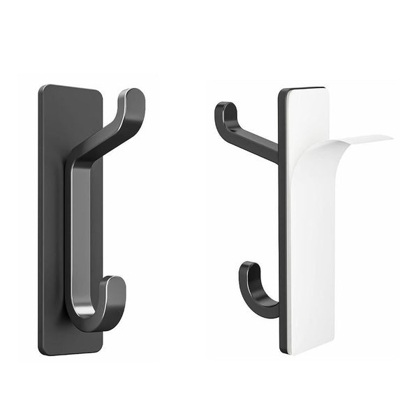 4 Pack Stainless Steel Double Adhesive Hooks with 3kg Capacity - Black