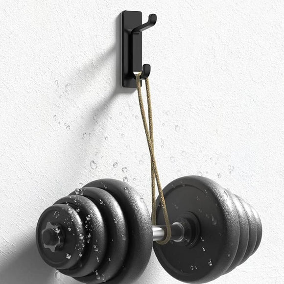 4 Pack Stainless Steel Double Adhesive Hooks with 3kg Capacity - Black