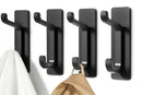 4 Pack Stainless Steel Double Adhesive Hooks with 3kg Capacity - Black-9