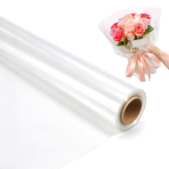 Clear Waterproof OPP Flower Bouquet Wrapping Paper Rolls - Small White Polka Dots