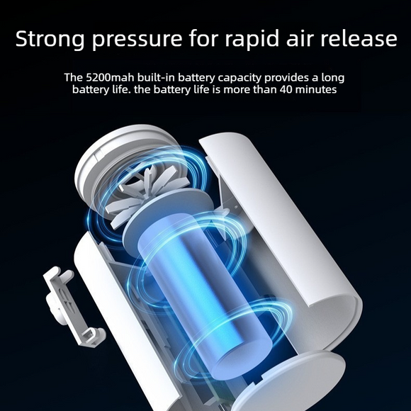 Outdoor Camping Digital Electric Air Pump, 5200mAh Built-in Battery, for Air Mattresses and Swim Rings - White