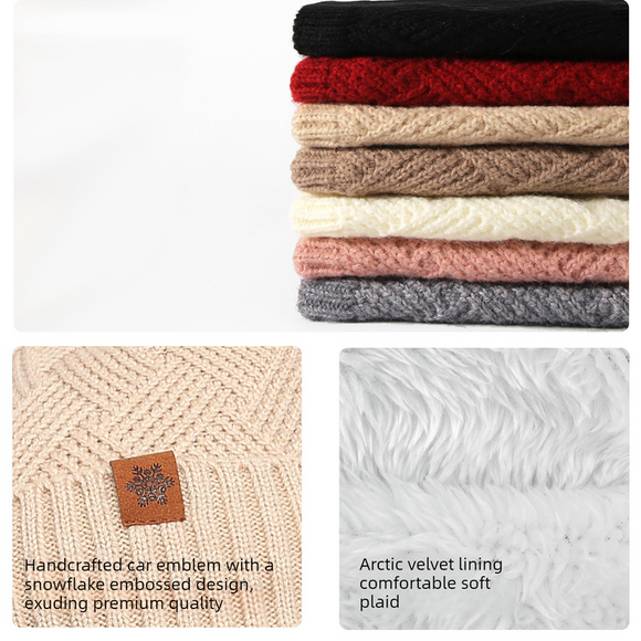 Women's Fashionable Winter 3-Piece Set: Knit Hat, Scarf, and Gloves.  A must-have for outdoor skiing and cycling—Gray