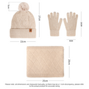 Women's Fashionable Winter 3-Piece Set: Knit Hat, Scarf, and Gloves.  A must-have for outdoor skiing and cycling - Off-White-5