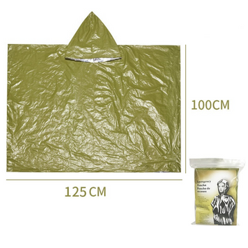 Outdoor Emergency Waterproof Insulated Raincoat, Portable Folding Camping and Hiking Cold-Weather Raincoat – Green - 0