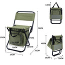 3-in-1 Outdoor Folding Chair with 10L Insulated Cooler, Durable Oxford Fabric, for Camping and Picnics - Green-2