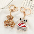 Red - Rhinestone Striped Bear Keychain, Cute Enamel Cartoon Bear Bag Charm Pendant, Alloy Bling Key Ring Accessories for Gifts & Bag Decoration-7