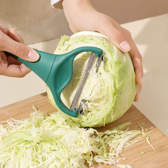 Dual Blade Vegetable Peeler & Cabbage Shredder, 2 in 1 Stainless Steel Julienne Slicer for Cabbage, Carrot, Potato, Fruit Salad Making