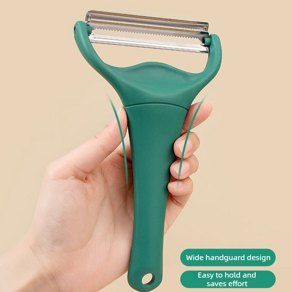 Dual Blade Vegetable Peeler & Cabbage Shredder, 2 in 1 Stainless Steel Julienne Slicer for Cabbage, Carrot, Potato, Fruit Salad Making