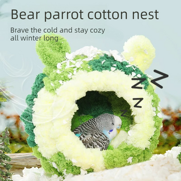 Thick Coral Fleece Winter Bird House with Plastic Frame & Metal Screw Hook for Budgies and Cockatiels - Green - 0