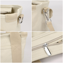 Multi-Compartment Canvas Tote Bag, 3-Way Handheld, Crossbody, and Shoulder Bag with Adjustable Strap for Daily Work and Shopping - Pink-3