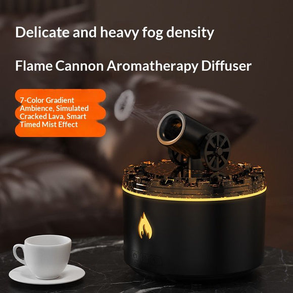 Cannon-Shaped Smoke Ring Aroma Diffuser and Humidifier, 2 Mist Modes, RGB Color-Changing Lava Lamp Essential Oil Diffuser, for Home Desk - White Silver