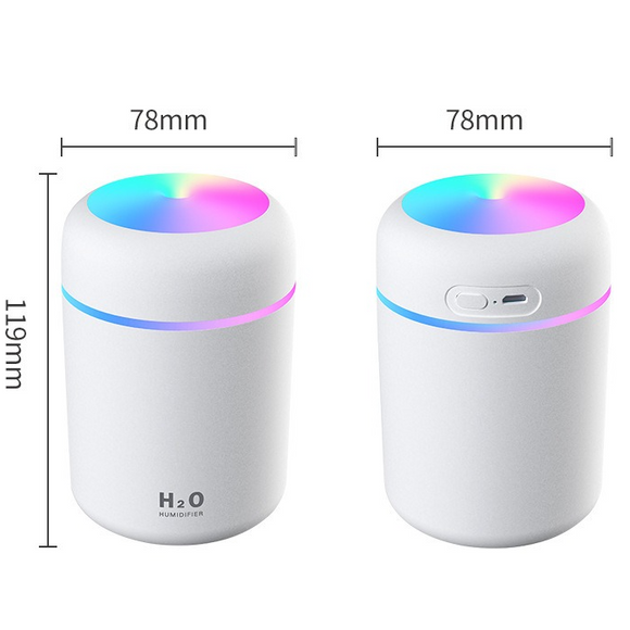 Mini Colorful Cup Humidifier, 300ml Portable USB Cool Mist Humidifier with 7-Color Night Light, for Car, Bedroom, Desk, and Office - Gray