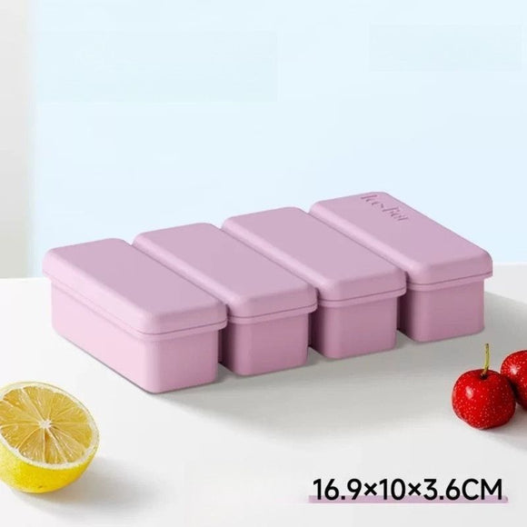 Long Ice Brick Mold, Ice Tray with Lid for Home, Food Freezing Mold—Purple