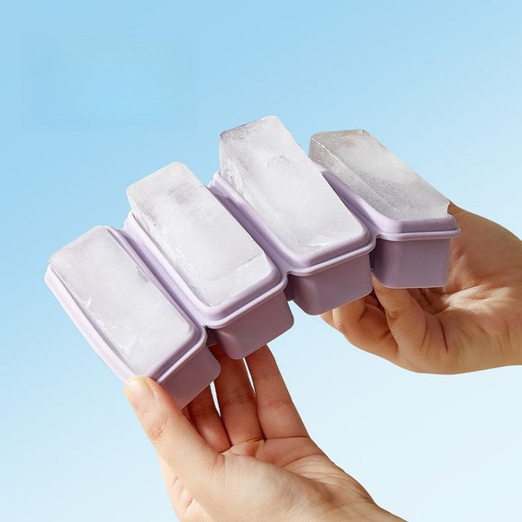 Long Ice Brick Mold, Ice Tray with Lid for Home, Food Freezing Mold—White