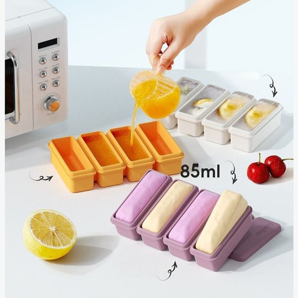 Long Ice Brick Mold, Ice Tray with Lid for Home, Food Freezing Mold—Yellow