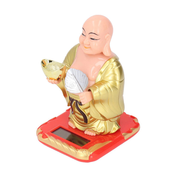 Standing Maitreya Buddha Solar Ornaments Light Energy Sensing Buddha Statue Decoration for Office Home Car Gift Small