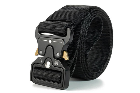 Nylon Tactical Belt Quick-Release for Outdoor Work Daily - Black