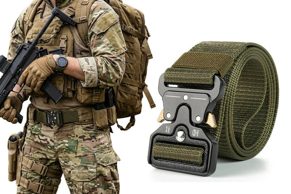 Nylon Tactical Belt Quick-Release for Outdoor Work Daily - Black