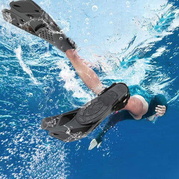 Pair of Snorkel Fins Diving Swim Fins Adjustable Open Heel Swimming Barefoot Flippers Black - L - 0