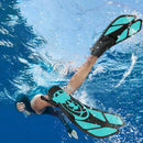 Pair of Snorkel Fins Diving Swim Fins Adjustable Open Heel Swimming Barefoot Flippers Cyan - S-2