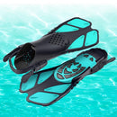 Pair of Snorkel Fins Diving Swim Fins Adjustable Open Heel Swimming Barefoot Flippers Cyan - S-5