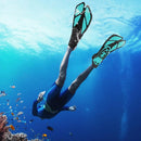 Pair of Snorkel Fins Diving Swim Fins Adjustable Open Heel Swimming Barefoot Flippers Cyan - L-6
