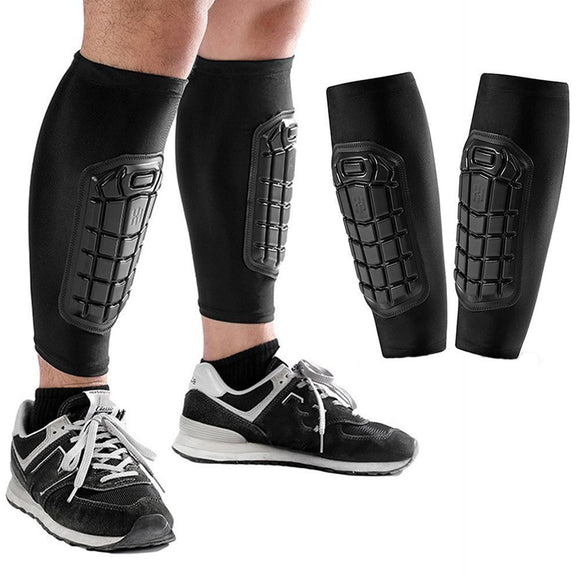 Pair of Soccer Shin Guards Breathable Calf Protective Gear for Adults Black