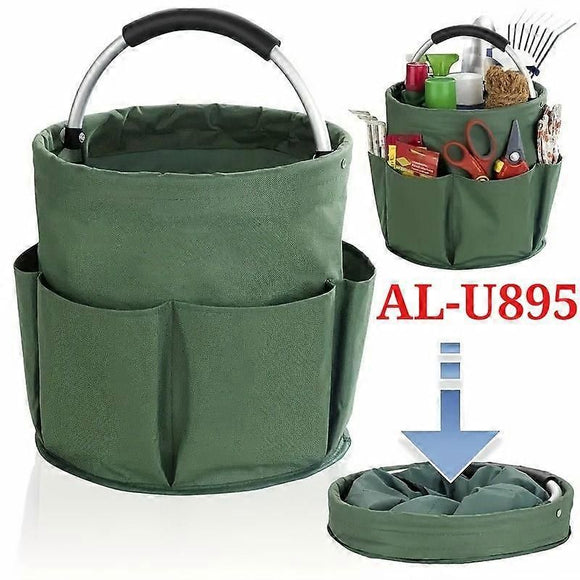 Foldable Storage Basket with Handle and Multiple Pockets, Waterproof Picnic and Camping Organizer - Blue